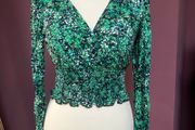 New Look UK10 Floral Print Shirring Top