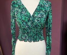 New Look UK10 Floral Print Shirring Top