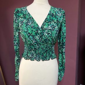 New Look UK10 Floral Print Shirring Top