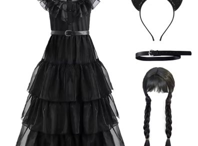 Black Wednesday girls costume with accessories