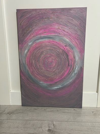 Pink and grey abstract painting