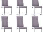 Cantilever Dining Chairs 6 pcs Taupe Fabric