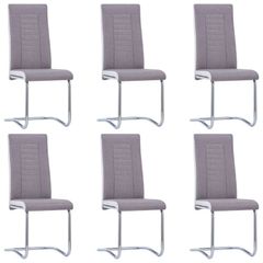 Cantilever Dining Chairs 6 pcs Taupe Fabric