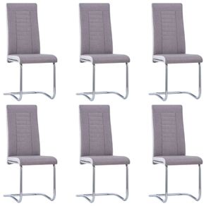 Cantilever Dining Chairs 6 pcs Taupe Fabric