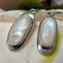 Vintage Artisan Sterling Silver & Mother of Pearl Drop Earrings Image 2