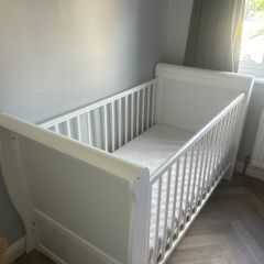 White Sleigh Cot Bed