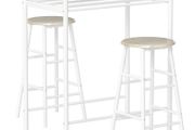 3 Piece Bar Table Set, Bar Table with Shelf, 2 Stools with Footrest, Kitchen Table and Chairs for Dining Room, Pub, Cafe