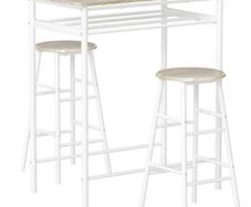 3 Piece Bar Table Set, Bar Table with Shelf, 2 Stools with Footrest, Kitchen Table and Chairs for Dining Room, Pub, Cafe