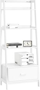 Modern Ladder Style Shelf Bookcase White