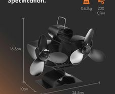VonHaus Stove Fan with 6 Blades for Wood/Log Burners, Fireplaces, Stove Heaters, Silent Operation, Eco Friendly, Self Powered