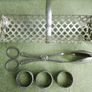 Vintage Silver Plate Serving Dish, Serving Tong and  Napkin Rings Image 2