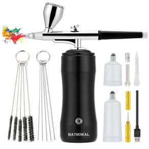 BRAND NEW Portable Cordless Rechargeable 0.3mm Auto Airbrush Gun with Air Compressor for Makeup,Nail Art,Cake Decor