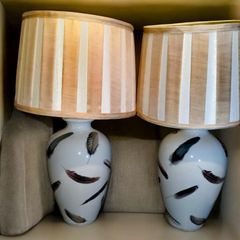 Pair of designer India Jane feather lamps