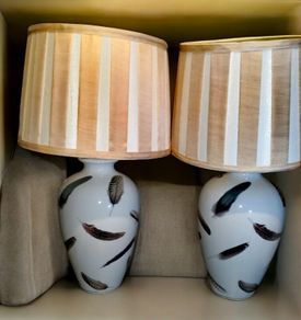 Pair of designer India Jane feather lamps
