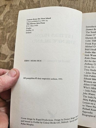 Letters From The New Island. Edited By. First Edition Paperback In Good Condition.  See Photos For Same.