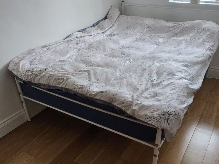 Free double bed metal frame white.