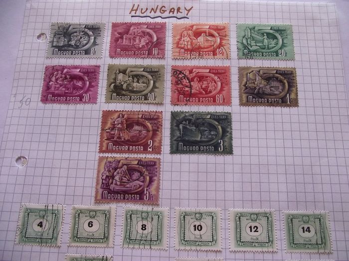 Big Collection Of Stamps From Hungary, On Pages, Hinged.