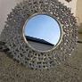 Carolyn Donnelly Exclusive Large Grey Carved Wood Round Mirror With Gold Leaf 92cm diameter Image 2