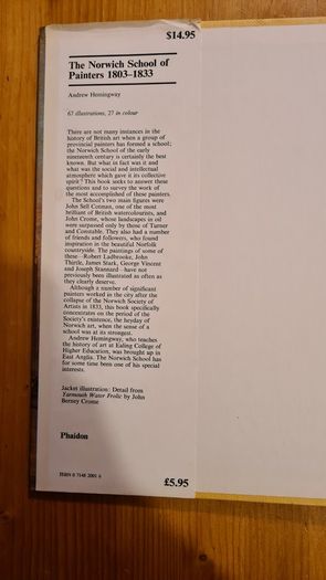 The Norwich School Of Painters. 1803-1833. Large Volume Hardback With Dustjacket In Good Condition.