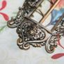 Antique Victorian Rococo Art Nouveau Belt Buckle Brooch Pin Brass Color 9cm x 5cm Image 3