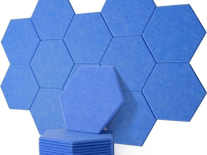 NEW SALE | 12 Pack High Density Hexagon Acoustic Panels,Acoustic Foam Panels 30 x 26 x1 cm Beveled Edge Tiles