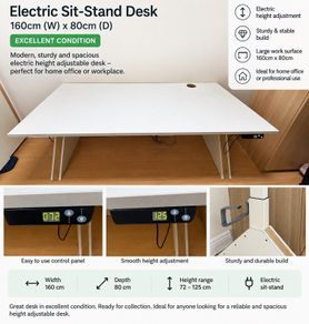 Electric Sit Stand Height Adjustable Desk 160cm x 80cm