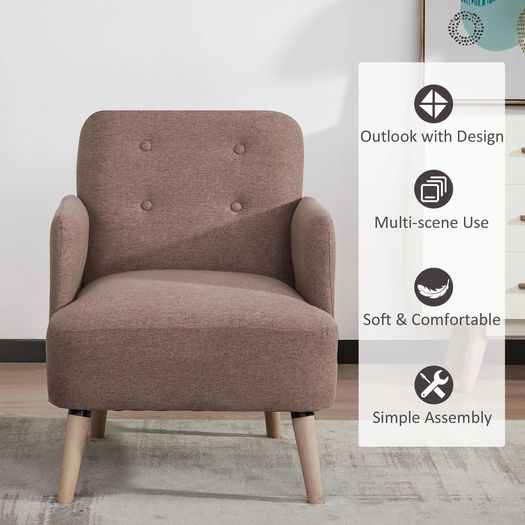 Upholstered Armchair, Living Room Chairs with Birch Wood Legs