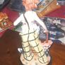 Vintage Hobo Clown Porcelain Figurine with Umbrella & Hat in Hand Leaning on an Umbrella & Barrel, Good Condition, Postage Available or Collection Image 2