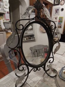 Vintage Wrought Iron free Standing Mirror