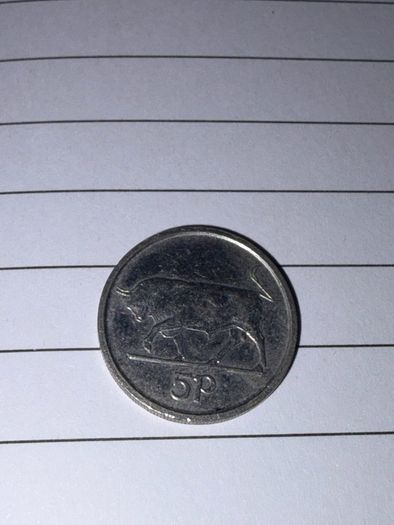Irish 5p Coin in Various Years