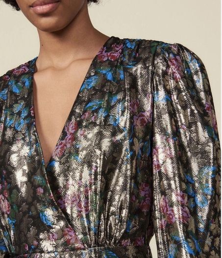 SANDRO Paris floral metallic mini dress Sz 36 (6-8UK) - Rrp 180 (New)