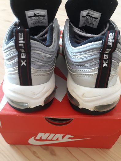 Nike Air Max 97 Silver Bullet (GS) Size UK-5.5/EUR-38.5 918890-001 Metallic Silver/Varsity Red-White-Black-2016