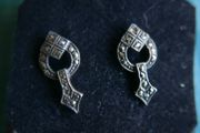 Vintage 925 Sterling Silver Marcasite Earrings