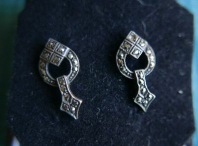 Vintage 925 Sterling Silver Marcasite Earrings