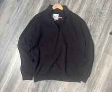 100% Organic Cotton Black Half Zip Sweatshirt Jumper