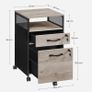 Roll container, filing cabinet, office cabinet with drawers, universal castors, open compartment, steel frame, industrial design, greige black Image 3