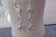 SilverCZ earrings,Drop earrings,New,Gift.Silver earrings
