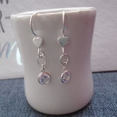 SilverCZ earrings,Drop earrings,New,Gift.Silver earrings