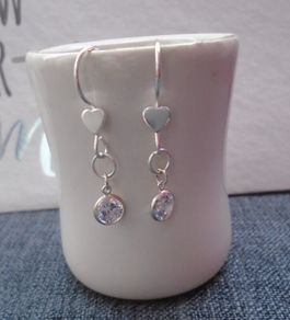 SilverCZ earrings,Drop earrings,New,Gift.Silver earrings