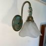 Vintage Lustrarte Brass Wall Sconce Goose Neck Pendulum Shade Holder Finished in Antique Verdigris Image 6