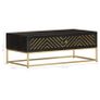 Coffee Table Black and Gold 90x50x35 cm Solid Mango Wood Image 6