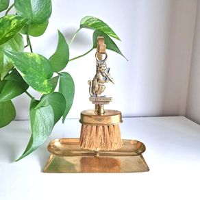 Brass Crumb Brush and Catcher Tray, Cat and Fiddle