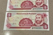 Nicaragua 1991 Uncirculated Centavos Banknotes Consecutive Numbers