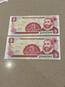Nicaragua 1991 Uncirculated Centavos Banknotes Consecutive Numbers
