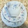 Queens Claire Bone China 14 Piece Tea Set - Blue Floral Vintage Excellent Image 2