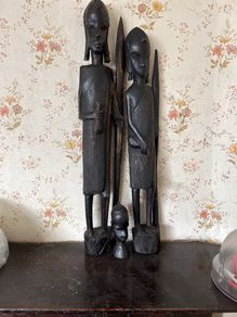 African Statue Ebony Carved Wood Figure Vintage Sculpture Statues