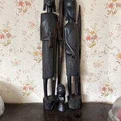 African Statue Ebony Carved Wood Figure Vintage Sculpture Statues
