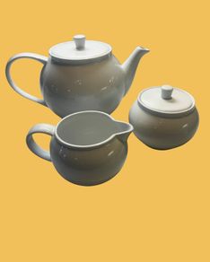 Teapot, milk jug and sugar bowl