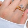 Flower Crystal Adjustable Gold Tone Ring Image 4