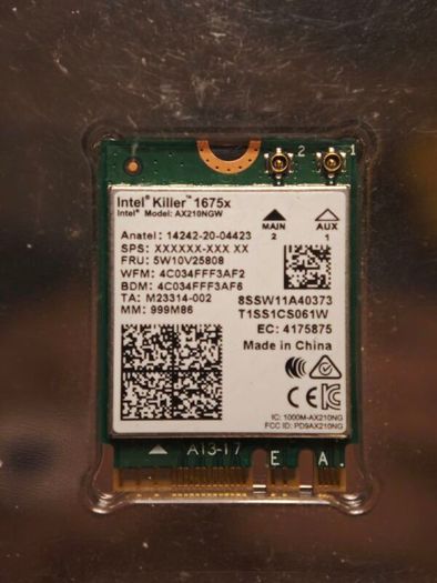 Intel Killer Wi-Fi 6E 1675x AX210NGW M.2 WiFi + Bluetooth Card (Module Only)